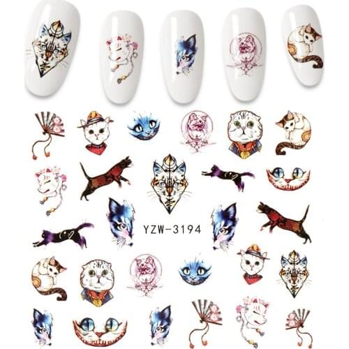 Cute animal nail water sticker flower pattern transfer sticker nail art owl elk decoration DIY design nail accessories ultra-thi