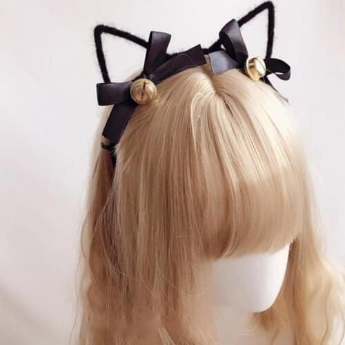 Lolita hair hoop Hollow Animal Cat Ear headband hair band with Bells Cosplay