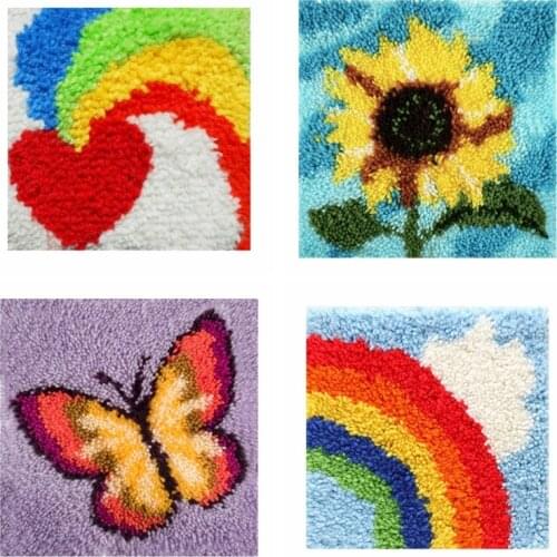 Rainbow Latch Hook Knooppakket Kussen Knopen Pillow Buttons Klink Haak Knoopkussen Pakket Cushion Latch Hook Klink Haak Kussen