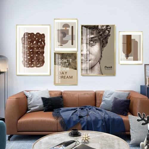 Nordic Minimalist Abstract geometry David Plaster Canvas Painting letter Posters Prints Wall Art Pictures for Living Room Decor