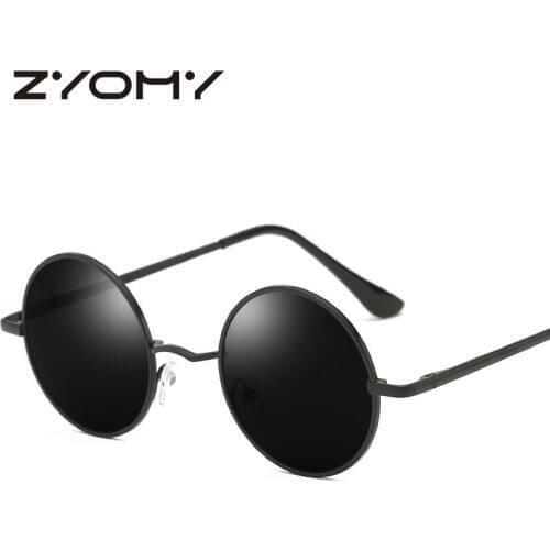 Q Oculos de sol 2021 Vintage Metal Frame Round Sun Glasses Classic Fashion Men Female Sun Glass Retro Driving Goggles UV400