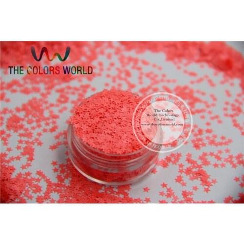 Solvent resistant Sparkles-Neon Pink Red Color Stars-shaped Glitter Confetti for Nail Polish and DIY decoration 1Pack =50g