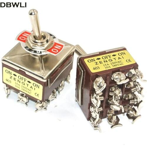 10A/380VAC 15A/250VAC 3 Position 4PDT ON OFF ON 12 Pin Toggle Switch