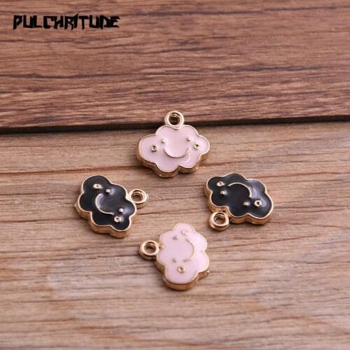 10pcs 12*13mm Two Color Alloy Metal Drop Oil Smiley Cloud Charms Pendant For DIY Bracelet Necklace Jewelry Making