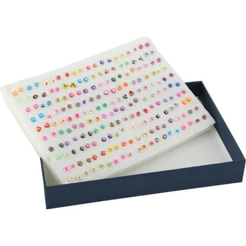 100 Pair/pack Mini Small Plastic Needle Earrings Women Girls Earring Jewelry Handmade Soft Ceramic Sliced Fruit Shape Ear C1FE