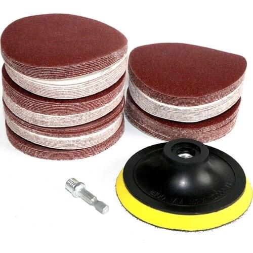 100pcs 100mm 125mm Sanding Discs Abrasives Hook & Loop Backer Plate 1/4" Shank Set For Polishing Tools