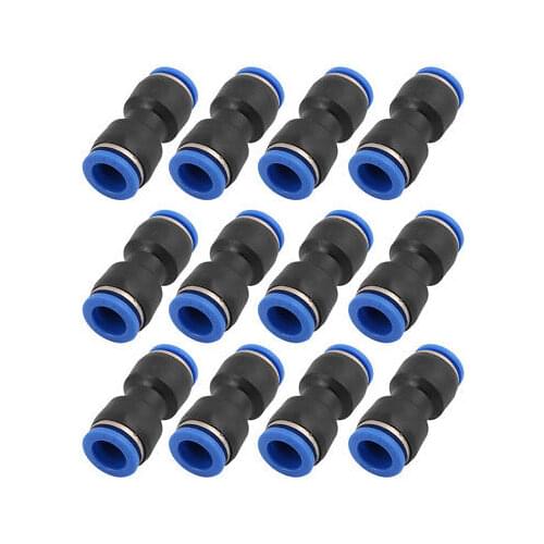 10Pcs 12mm Dia 2 Way Straight Hose Pneumatic Air Quick Fitting Push In Connector