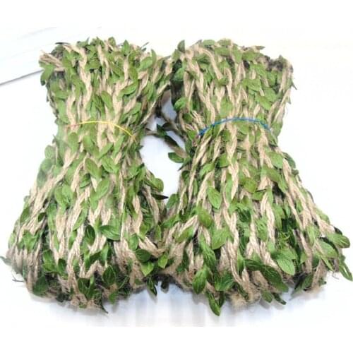2M 5M Jute Ivy Rattan Artificial Silk Green Leaves Jute Rope DIY Leaf Garland for Wedding Home Party Wall Decoration Fake Plant