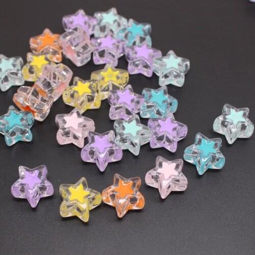 20pcs Drop Oil Transparent Acrylic Star Shape Beads For Jewelry Making DIY Accessories 17mm