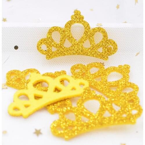20Pcs Glitter Fabric Padded Crown Patches Glitter Leather Crown Appliques for Clothes Stick Supplies DIY Hairpin Orament K44