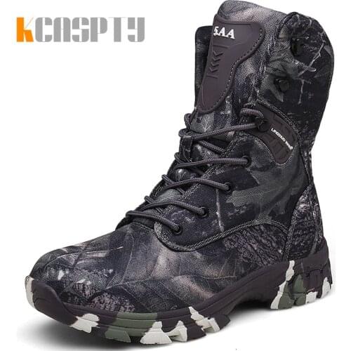 2021 Waterproof Men Tactical Military Boots Desert Boots Hiking Camouflage High-top Desert Mens Boots Fashion Work Mens Shoes