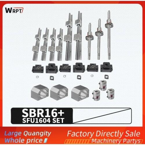 CNC 3set SFU1604 ball screw BK12BF12 support seat group DSG16H 6set SBR16 linear guide+12 SBR16UU/16LUU CNC router accessories