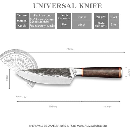 5'' INCH Handmade Forged Chef Knife Full Tang Cooking Meat Fish Slicer Santoku Slicer Stainless Steel 5CR15 Chinese Cutter