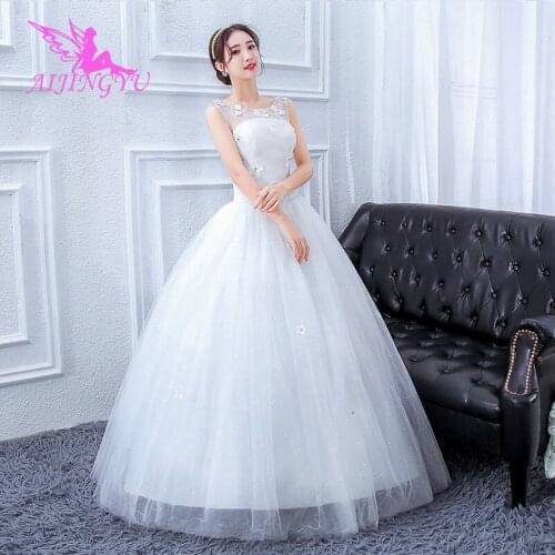 AIJINGYU 2021 2020 floor length Customized new hot selling cheap ball gown lace up back formal bride dresses wedding dress FU190