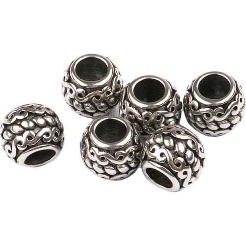 Antique Silver Color,Stainless Steel Large Hole Threaded Oval Shape Loose Beads,Charms for Jewelry Making,9*10mm DIY Accessories