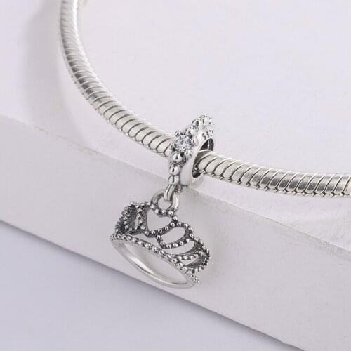 Fashion 925 Sterling Silver Snake Chain Bracelet Queen Crown Pendant Charm Bracelet DIY Jewelry Making For Original Pandora
