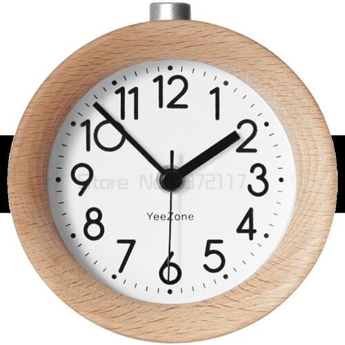 Solid wood alarm clock student bedside clock simple bedroom silent luminous seat clock table clock clock