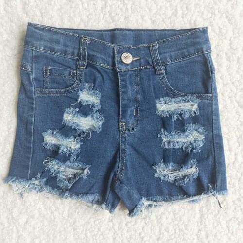 Children Girls Summer Blue Denim Cut Shorts Fashion New Design Rts No Moq Kids Clothing Boutique High Quality Wholesale Lovely