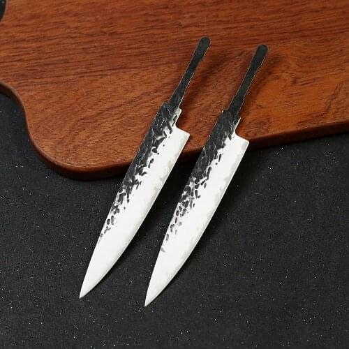 DIY hand-forged composite steel kitchen knife 9Cr18MOV steel core chefs knife semi-finished product 5 inch utility knife blank
