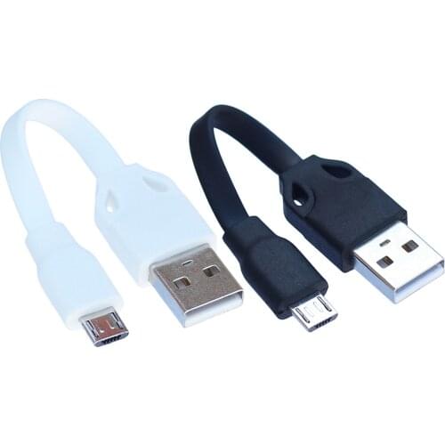 Two Pieces Micro USB 10cm Short Cable Soft Flat TPE Data and Charging Cable Cord for Sync charging