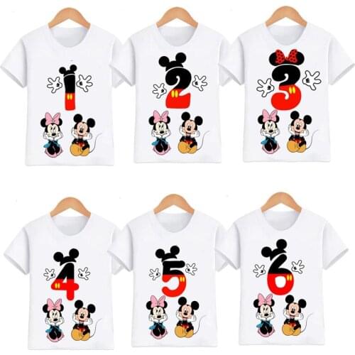 Mickey Minnie Mouse Graphic T Shirts Disney Children Aesthetic Clothes Short Sleeve Summer Tops Boys Digital Birthday Girl Gift