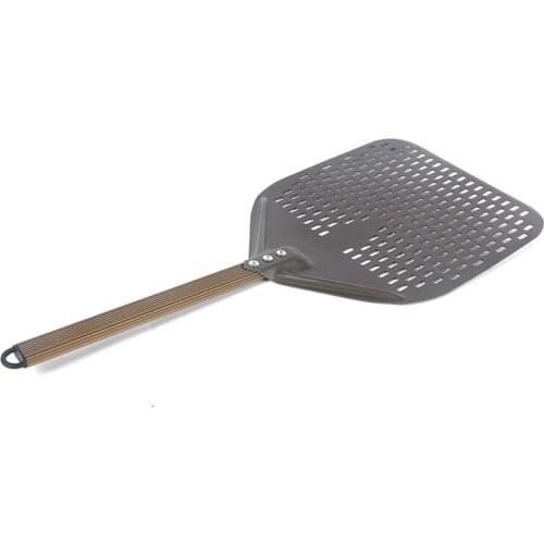 Hot YO-14 Inch Rectangular Pizza Shovel,Perforated Pizza Paddle Aluminum Pizza Peel,Pizza Tool for Baking