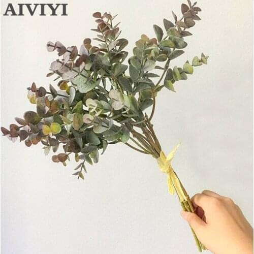 6 head Artificial Eucalyptus bouquet Money leaf fake plant Multipurpose Christmas party home decoration wedding flower