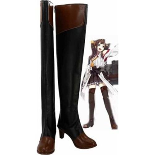 Kantai Collection Fleet Girls Kongou Cosplay Boots Shoes Women Cosplay Costume Party Shoes Custom Made Boots
