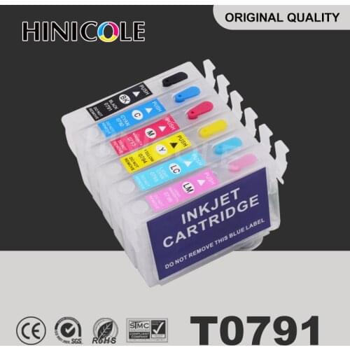 Hinicole Ink Cartridge T0791 T0792 T0793 T0794 T0796 Stylus For Epson Photo 1400 1500W P50 Artisan 1430 PX650 Refill Cartridges