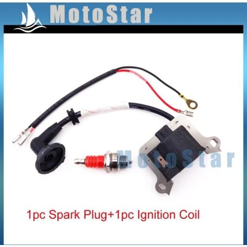 Pocket Bike Ignition Coil + Red L7T Spark Plug For 2 Stroke 33cc 43cc 49cc Engine Parts Chinese Goped Scooter Mini Moto