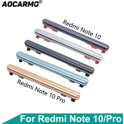 Aocarmo For Xiaomi Redmi Note 10 / Note10 Pro Power On Off Button + Volume Up Down Buttons Side Switch Key Replacement Part
