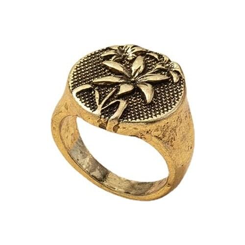 2021 Ins Vintage Antique Gold Flower Leaf Finger Knuckle Band Rings Minimalism Korean Fashion Women Party Jewelry