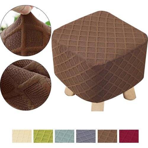 Round Ottoman Slipcover Square Footstool Covers for Living Room Bedroom Office Elastic Footrest Cases All-inclusive Stool Cover