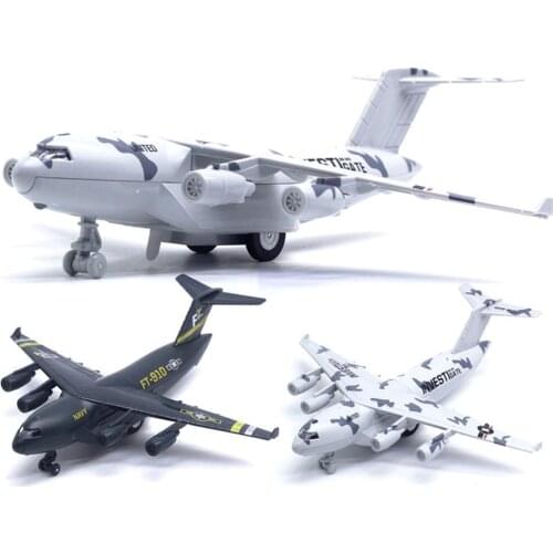 Diecast C17 Transport Plane Pull back Light Sound Aircraft Model Education Toy Gift Collection For Boys Children