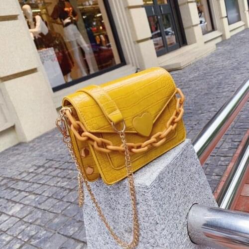 Heart-shaped Lock Small PU Leather Crossbody Bags For Women 2020 Sweet Chain Shoulder Handbags Female Cross Body Bag