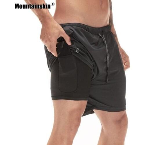 Mountainskin Men 2-in-1 Workout Layer Running Shorts Outdoor Sports Quick Dry Hiking Running Fitness Male Breathable Short VA750