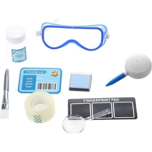 Fingerprint Set Detective experiments toy with stamp pads Magnifier Brush