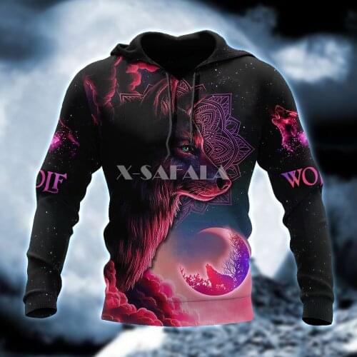 Night Purple Wolf Animal 3D Full Print Size XS-7XL Hoodie Man Women Harajuku Outwear Zipper Pullover Sweatshirt Unisex-2
