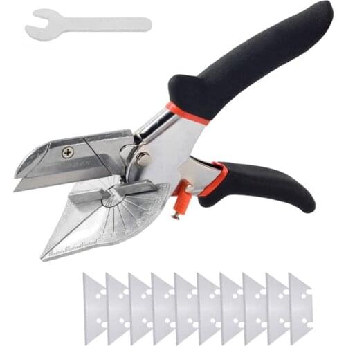Multi-angle Bevel Scissors Angle Shear 45-135 Degree Angle Mitre Siding Wire Duct Cutter with 10 Replacement Blades and Spanner