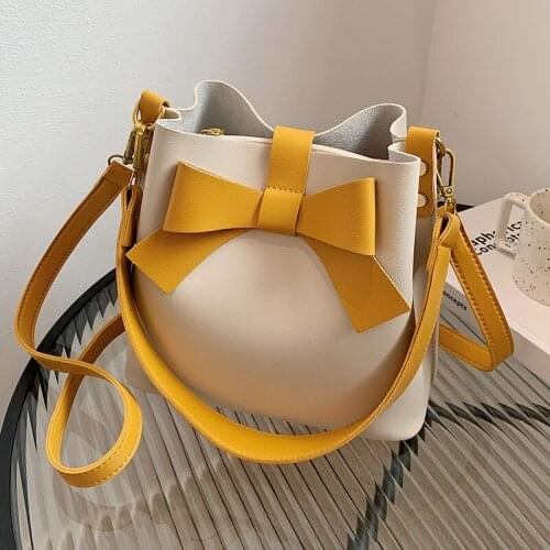 Casual Small Bucket Womens Bag Luxury Soft Leather Crossbody Bags Pure Color Female Tote Shoulder Bag Elegant Designer Handbags