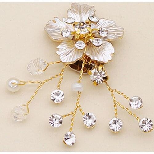Flower Gold Luxury Elegant DIY Shoe Clip Women Lady Shoes Handmade Crystal Pearl Decoration Accessories