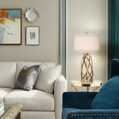 SGROW Nordic Creative Copper Table Lamp American Minimalist Model Lights for Living Room Bedroom Villa Deco Lighting Fixtures