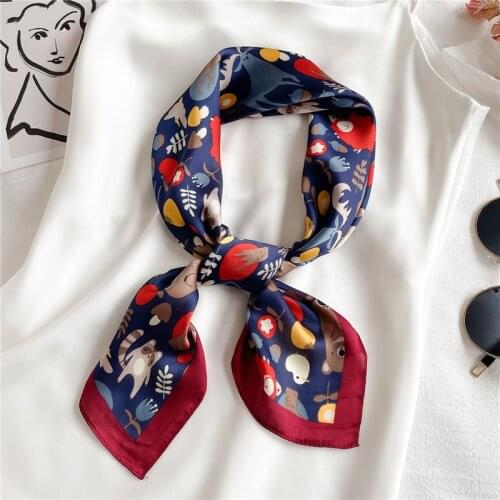 New Summer Women Silk Scarf Square Shawls And Scarves Vintage Animal Print Neckerchief Head Hijab Pashmina For Ladies Bandana