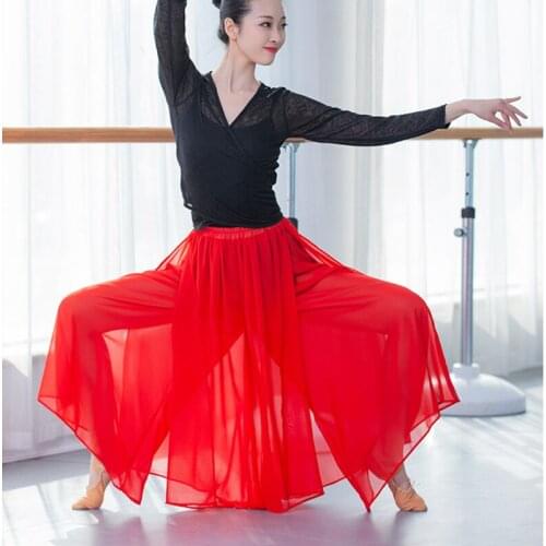 Modern Dance Training Pants Adult Classical Yoga Costumes Chiffon Elegant Wide-Legged Pants Form High Quality