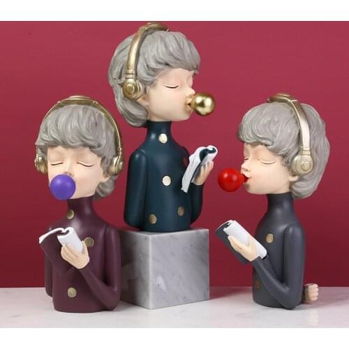 Nordic Creative Resin Reading Bubble Girls Art Statue Gifts Fairy Accessories Sculpture Ornaments Home Decor Tabletop Figurines