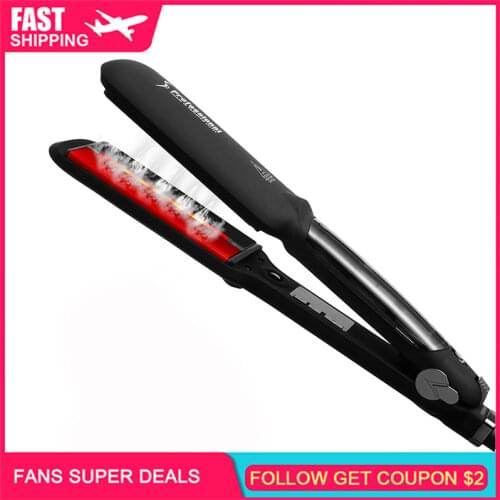Salon High Quality Infrared Flat Iron Ceramic Hair Straightener Negative Ions Instant Heat Up Dual Voltage Infrared Straightener