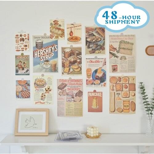 W&G Ins Retro Bread Cake Poster Wall Stickers Dormitory Room Layout Bedroom Wall Decoration