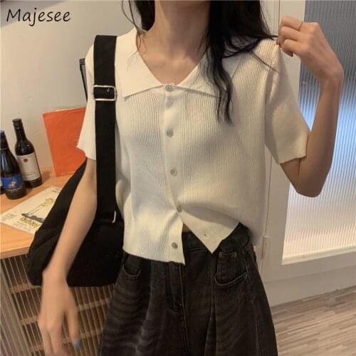 T-shirts Women 7 Colors Single Breasted Solid Simple Summer Female Students High Street All-match Casual Mujer Hipster Ropa New