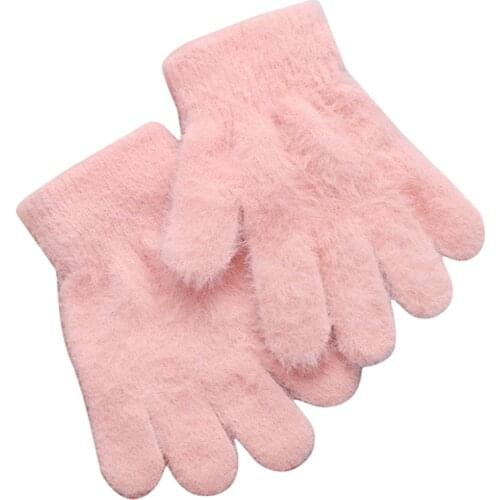 Womens Winter Warm Touch screen Gloves Cute love Heart Full Finger Gloves Knitted plush Outdoor Flip cover Gloves Mittens