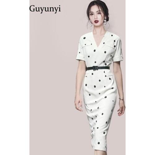 High Waist Tight Dress 2021 Summer Elegant Office Dress Sexy V-Neck Batwing Sleeve Wave Point High-End Event Party Dress Women